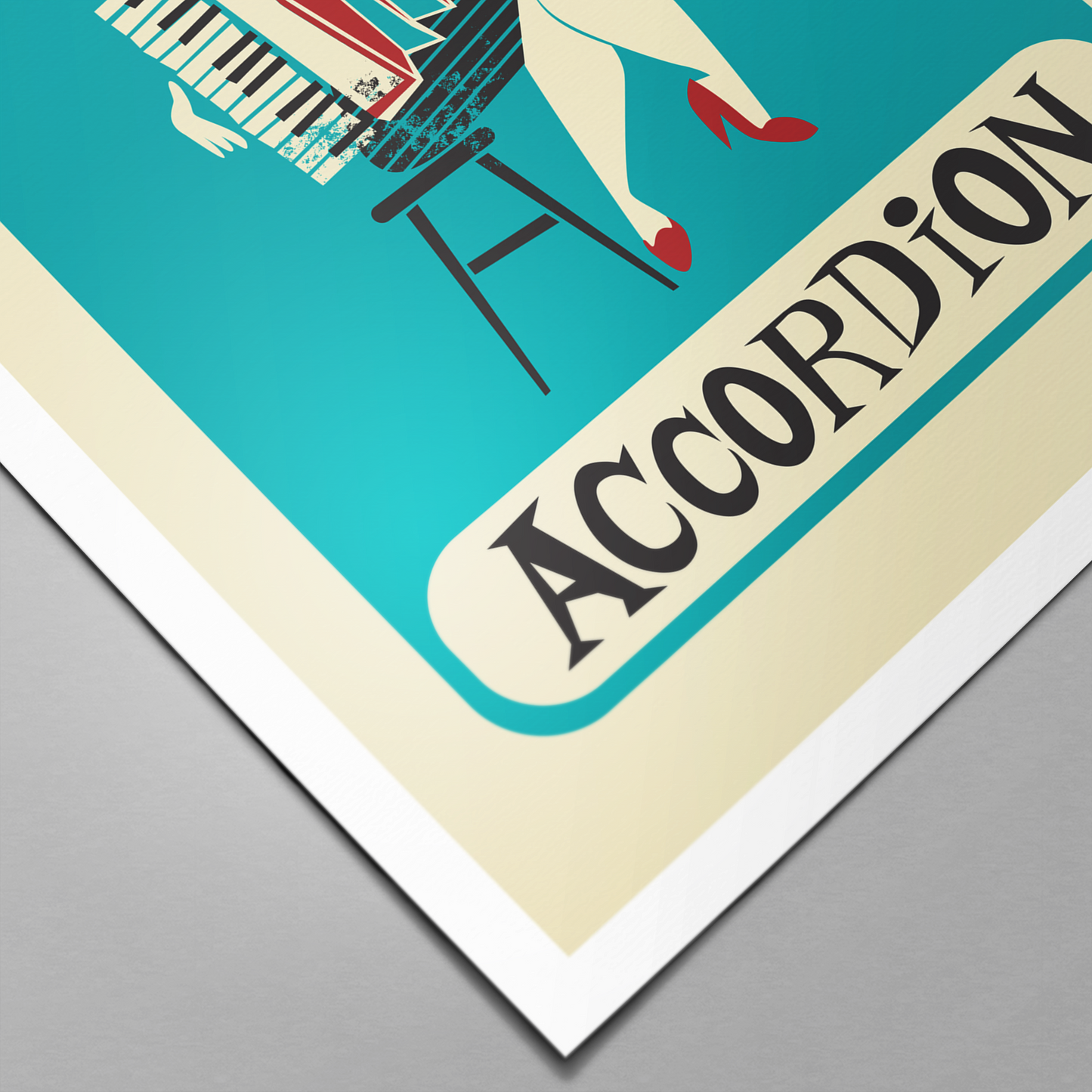 Girl Playing the Accordion Poster, Gift for Musician