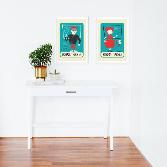 Set Of Two Teachers Prints, Teacher Appreciation Posters, End Of Term School Gift