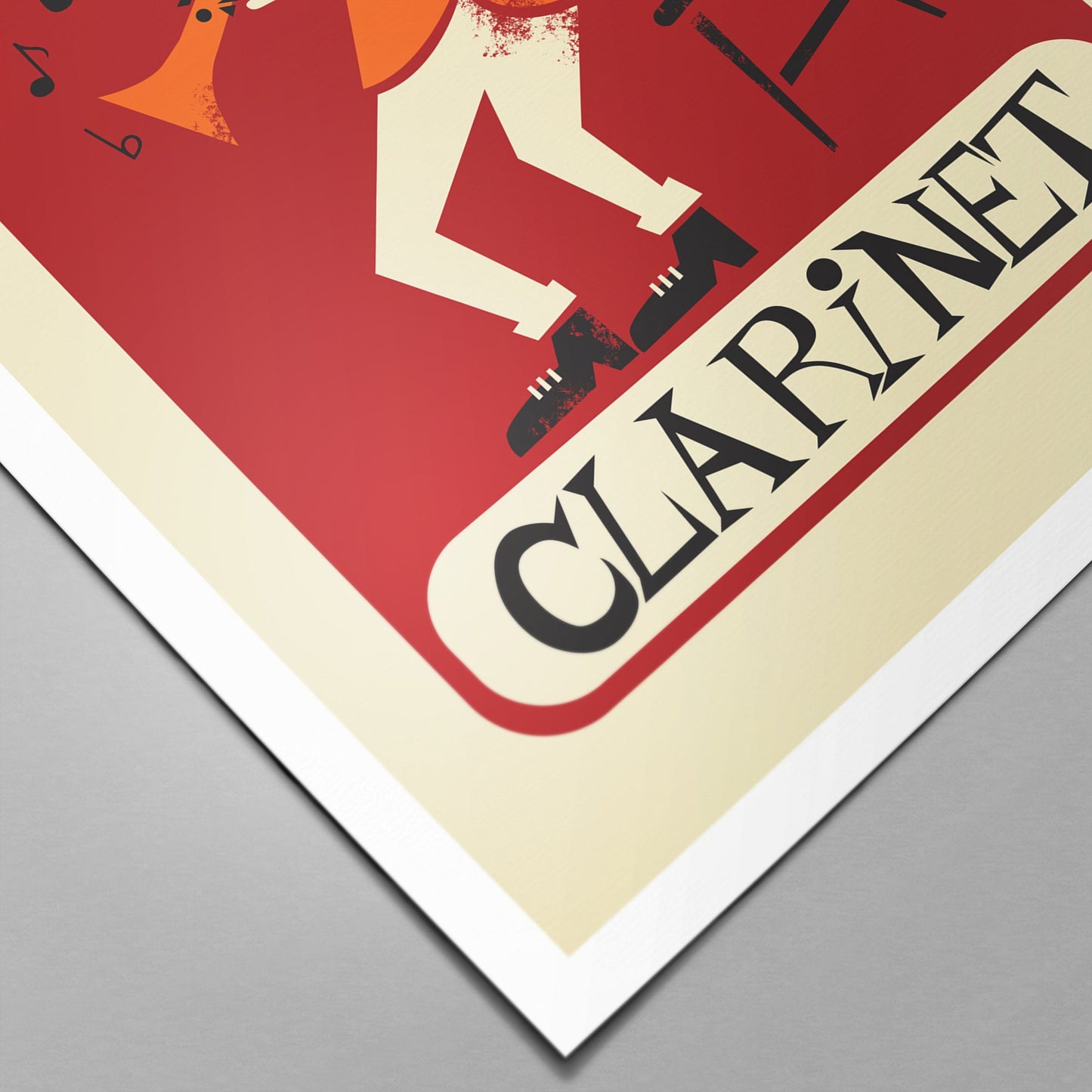 Clarinetist Poster, Clarinet Mid 50s Illustration Print, Personalize & Pick Your Color