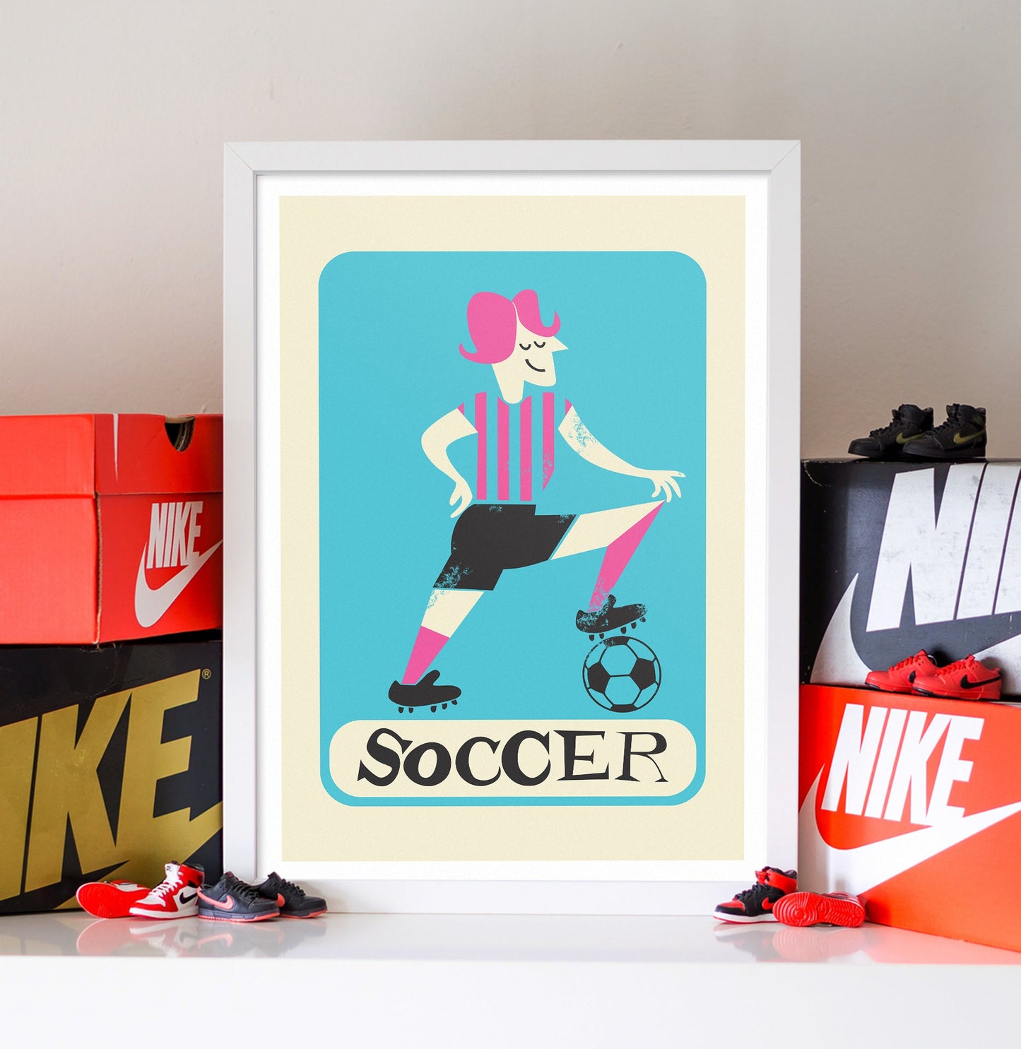 Men's Soccer Team Set Of Posters, Football Player Vintage Prints, Sport Lovers Teammate