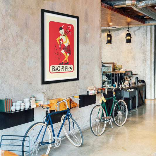 Bagpipes Print, Scotland Bagpipe Player Gift, Choose Your Colors & Name