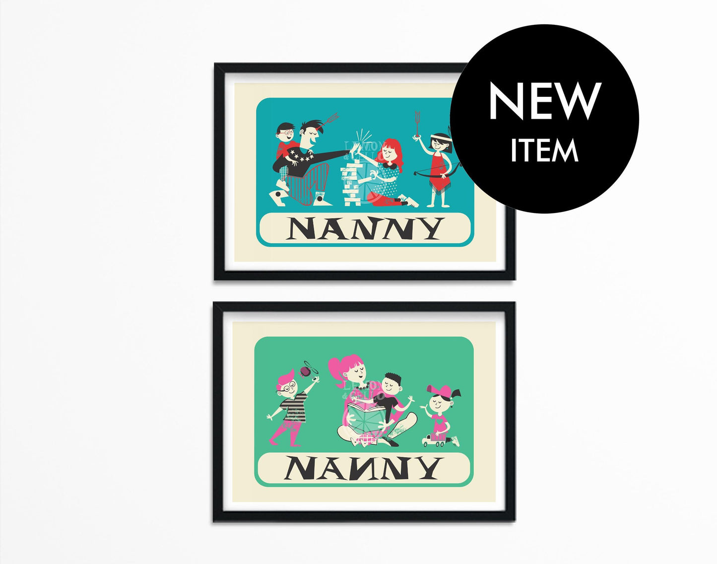 Personalized Set Of Nanny Posters, Babysitter Goodbye Gift, Au Pair Prints, Fun Wall Nursery Art