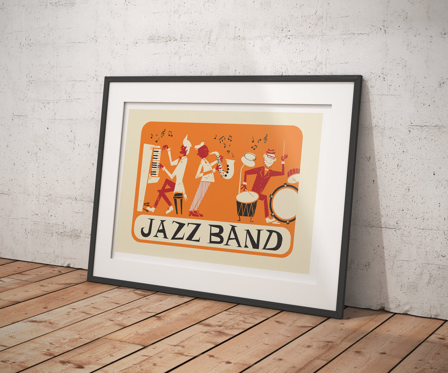 Jazz Band Players Mid Century Modern Print, Add Your Personalization