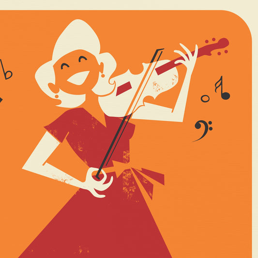 Classical Violinist Poster, Music Room Decoration, Mid 50s Gallery Wall, Opera Art