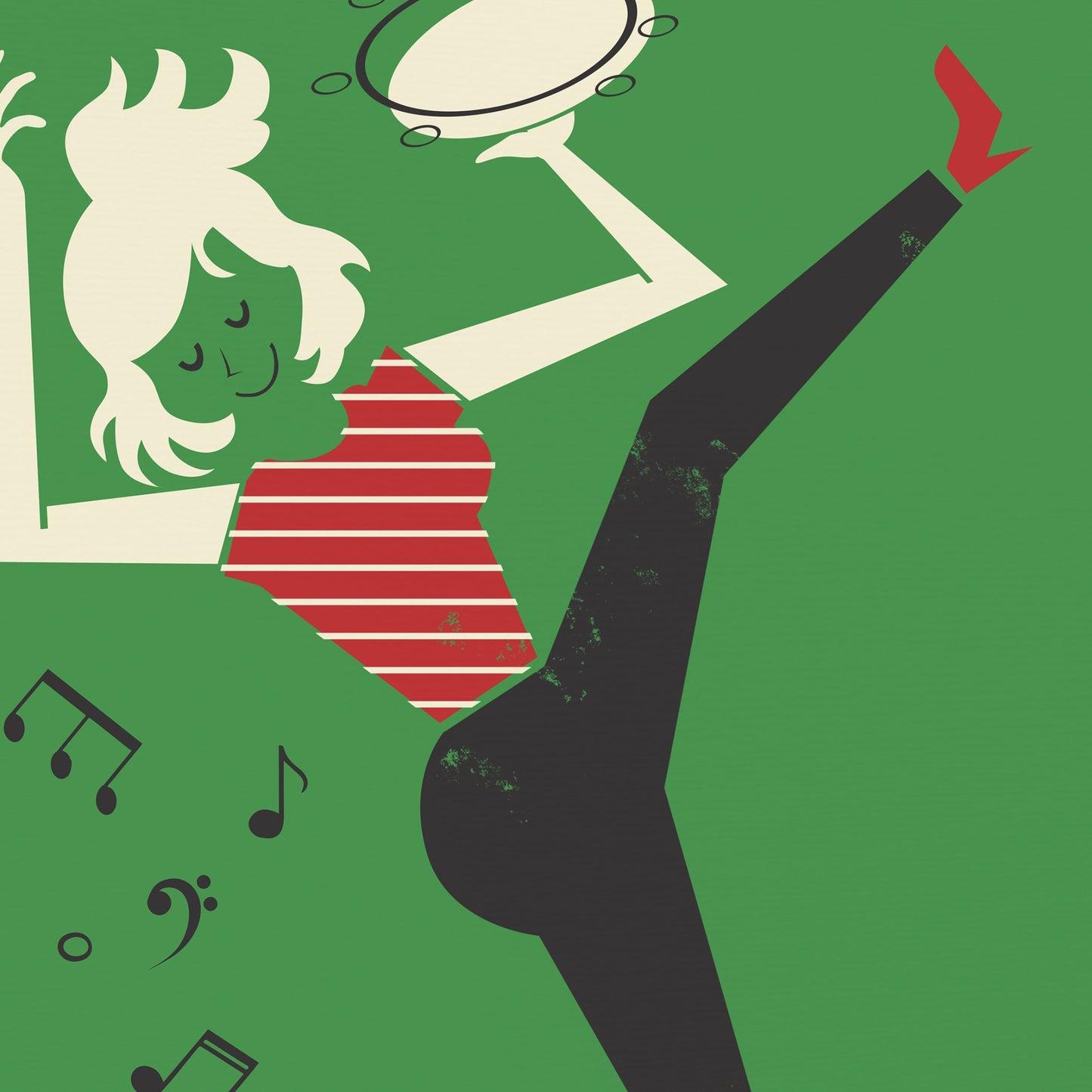 Tambourine Player Retro Poster, Custom Name And Colors, Gift for Her