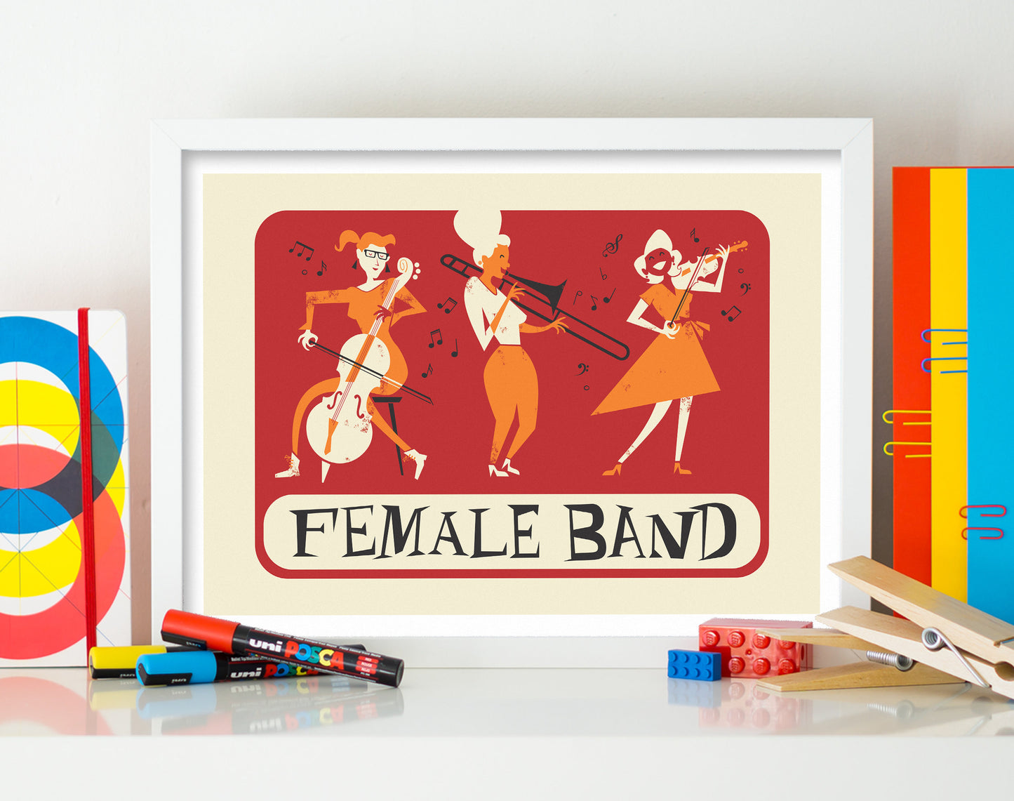 Classic Music Band Print, Choose Your Colors, Cello Trombone Violin