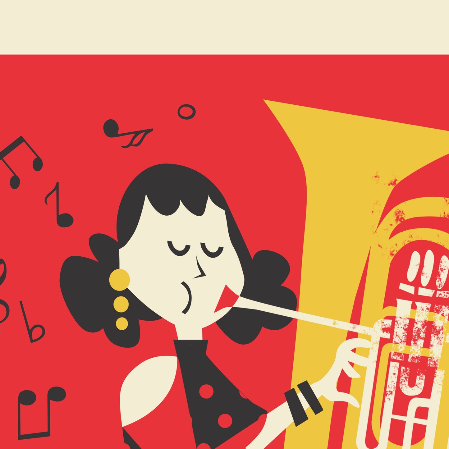 Set Of 2 Tuba Player Posters, Mid 50s Art Prints, Music Studio Wall Hangings, Orchestra Brass