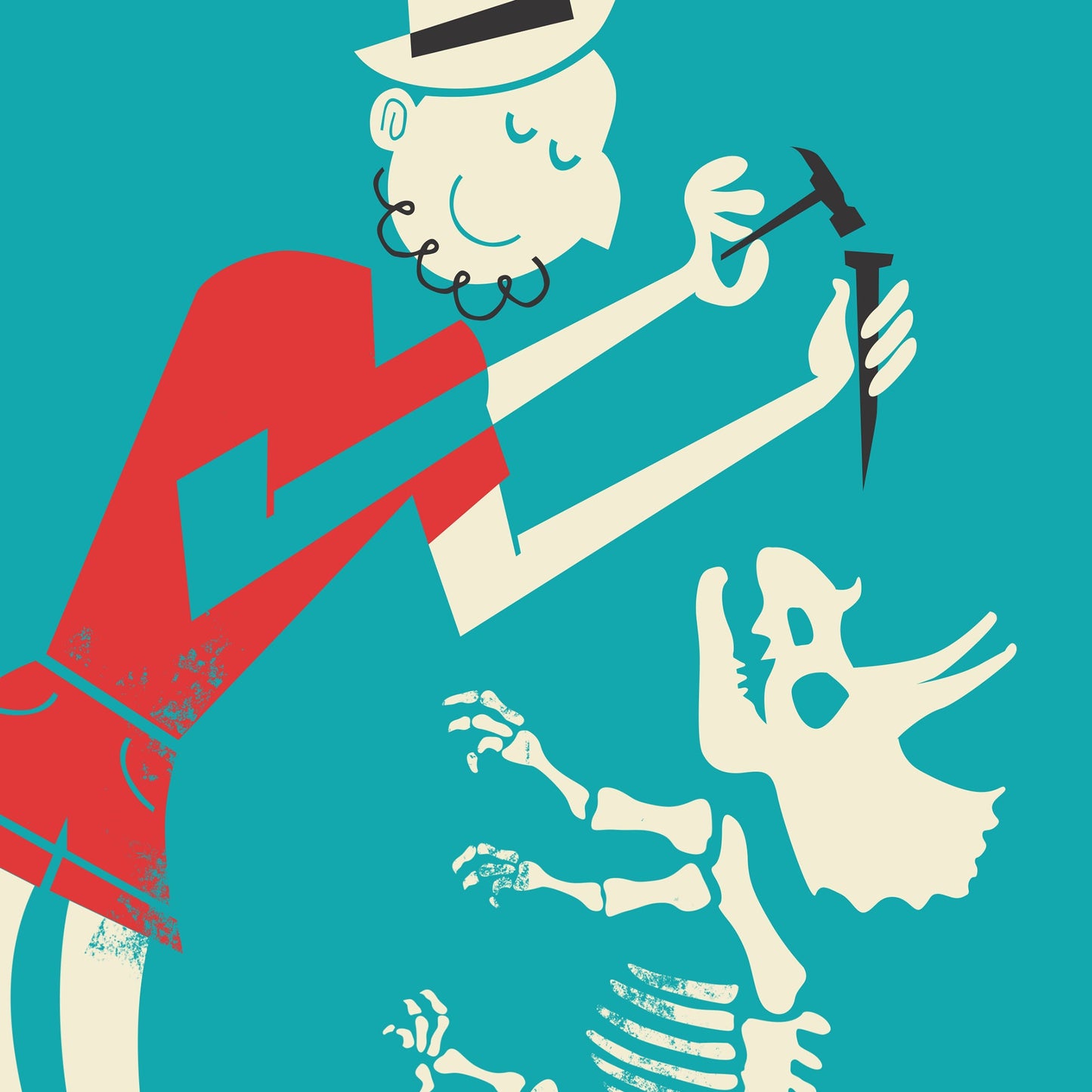 Paleontology Art Poster, Fossil Dinosaur Lover Gifts, Funny Retro Paleontologist Birthday Gift
