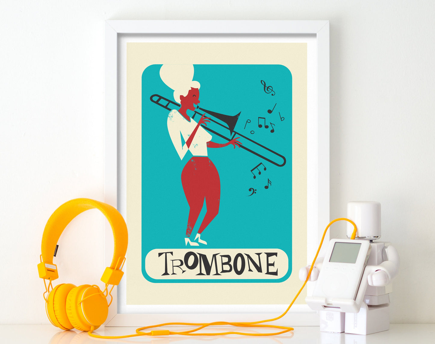 Trombone Poster, Add Your Favourite Name, Brass Instruments Artwork