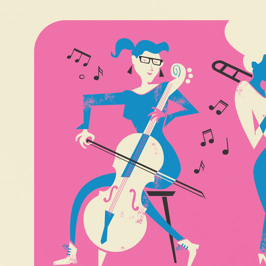 Female Band Poster, Gift for Musician, Cello Trombone Violin, Add Favourite Name