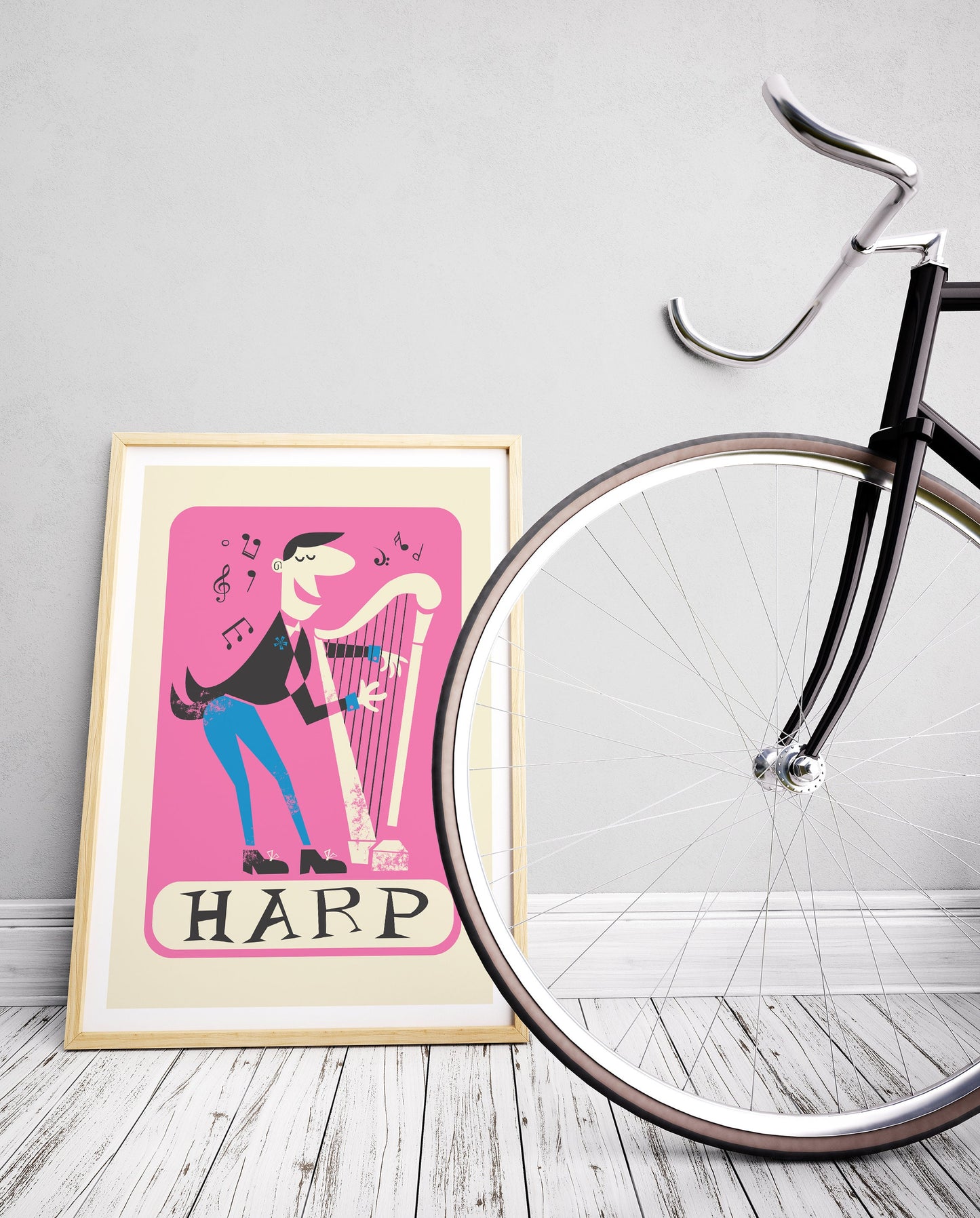 Harp Poster, School Decor For Harpist, Orchestra Retro Gift for Musicians