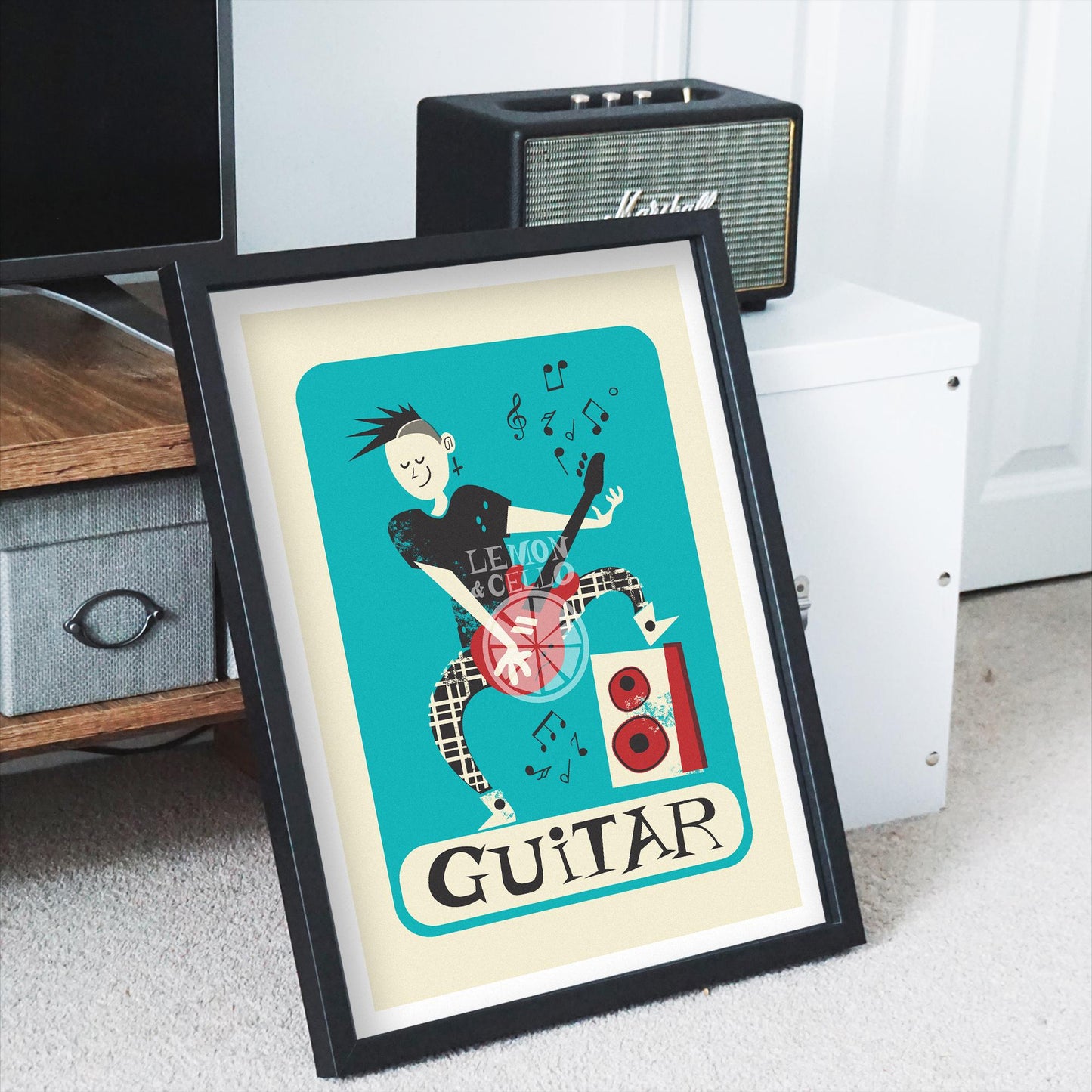 Set of Two Guitar Posters, Electric Guitar Indie Rock Players, Gift For Guitarists