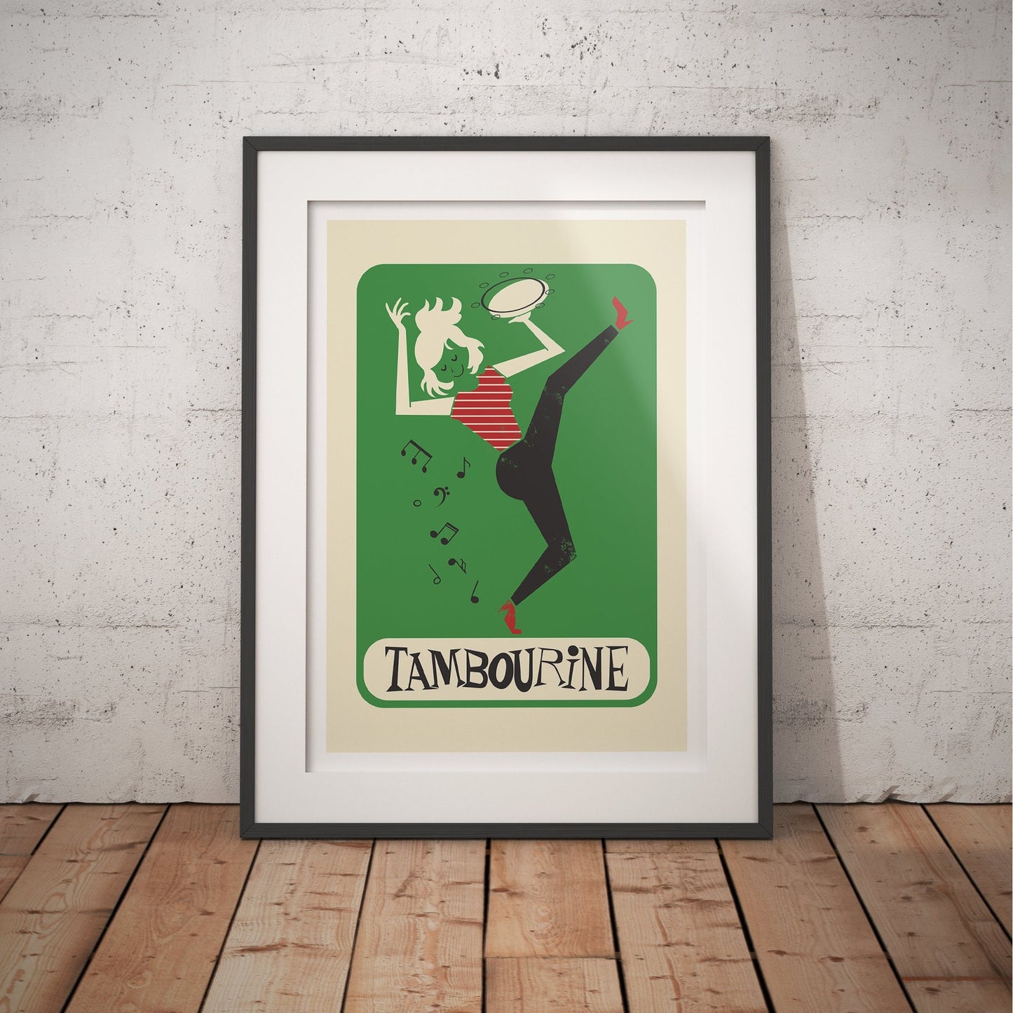 Tambourine Player Retro Poster, Custom Name And Colors, Gift for Her