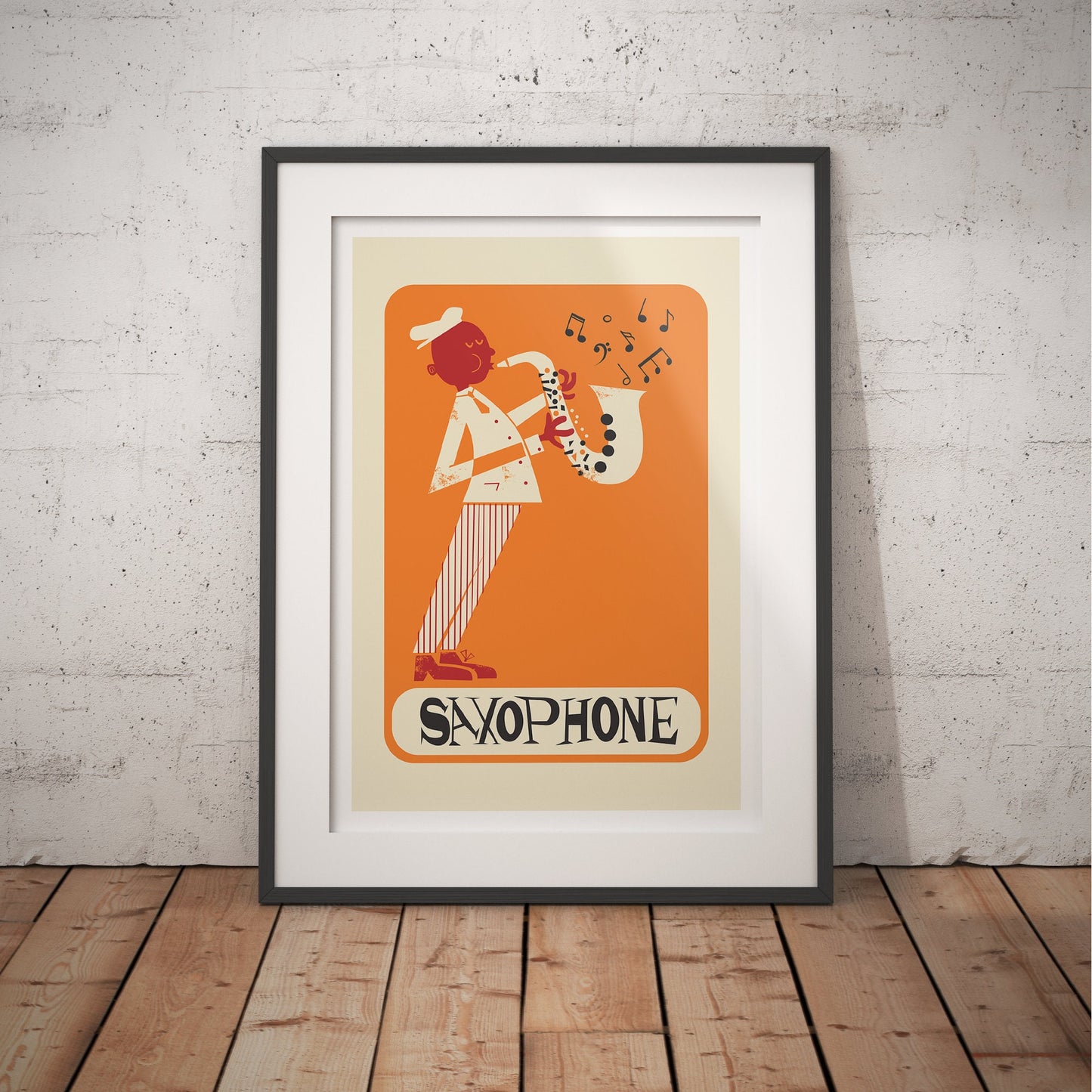 Set Of Two Saxophone Posters, Wall Art Jazz Music Prints, Personalised Names