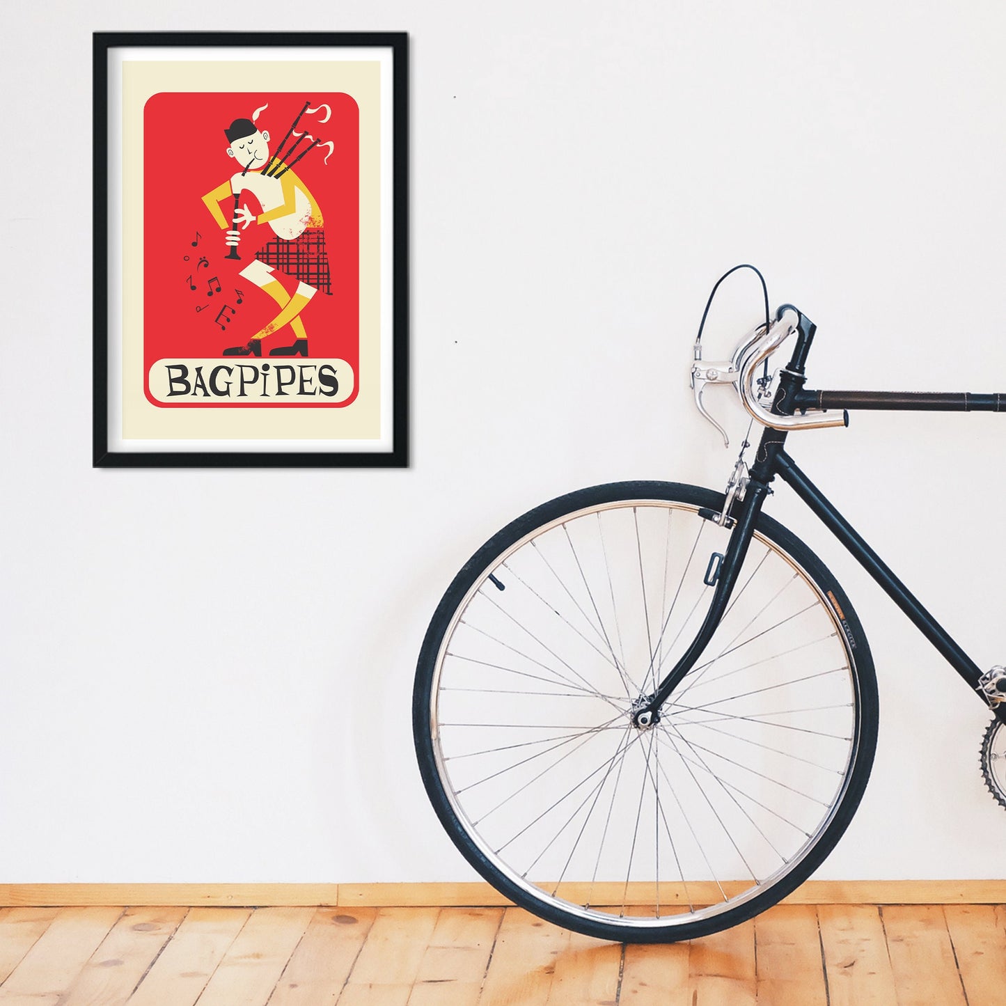 Bagpipes Print, Scotland Bagpipe Player Gift, Choose Your Colors & Name