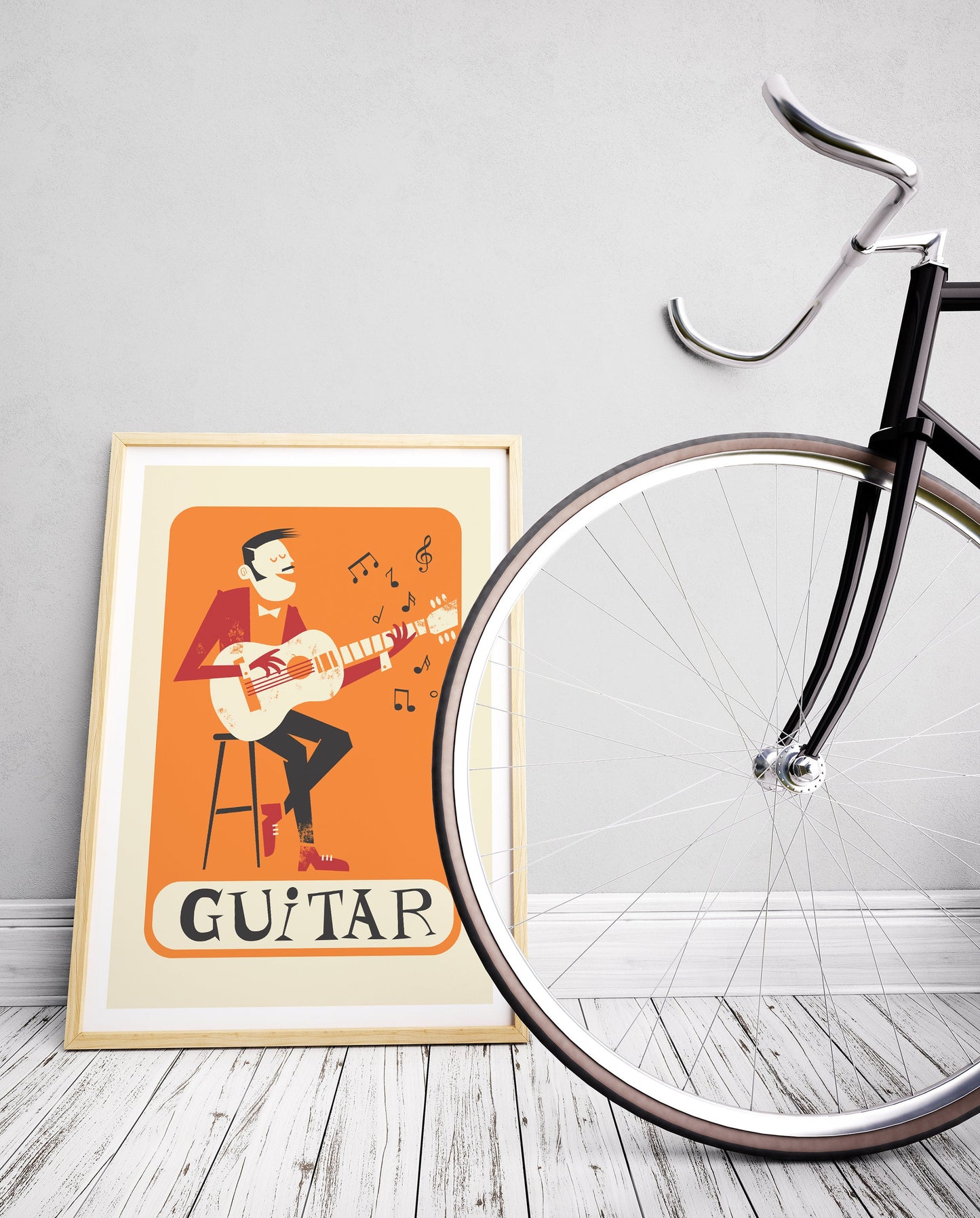 Set of 3 Posters, Violin Accordion Guitar Retro Prints, Gift for Grandfather, Tango Band