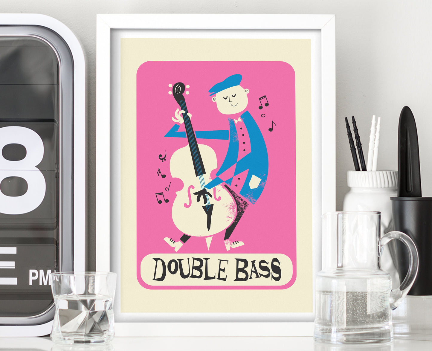 Double Bass Poster Print, Player Music Passionate Instrument, Hanukkah Gift, Art Idea For Music Room