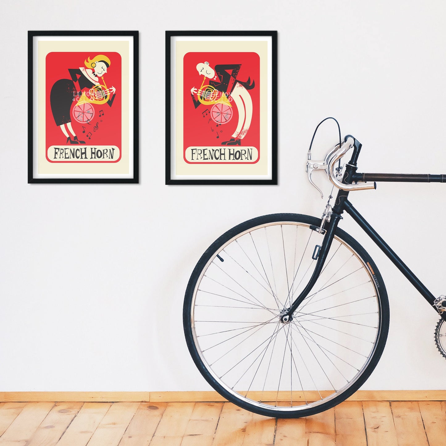 Set of French Horn Players Prints, Classic Music, Add Your Favorite Names, Fun Kids Decor