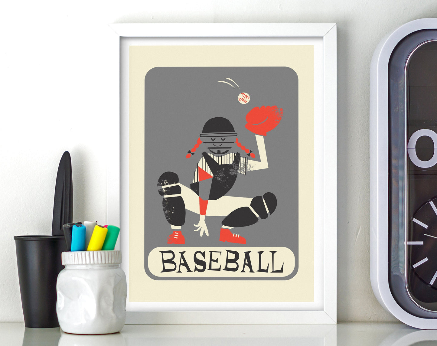 Baseball Catcher Girl Poster, Softball Teammate Birthday Christmas Hanukkah Gift, Child's Sports Team