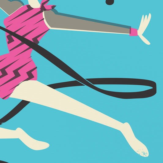 Personalized Gymnast Drawing Poster, Rhythmic Gymnastics Ribbon Wall Art, Birthday Gift For Girls