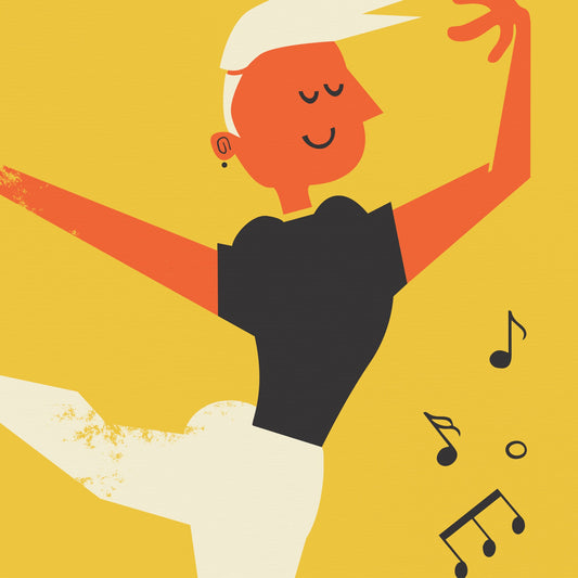 Male Ballet Dancer Artwork Poster, Dance Studio Decor, Dancing Room School Graduation Gift Print, Yellow Home Wall Decor, Fit Slim Boy Art