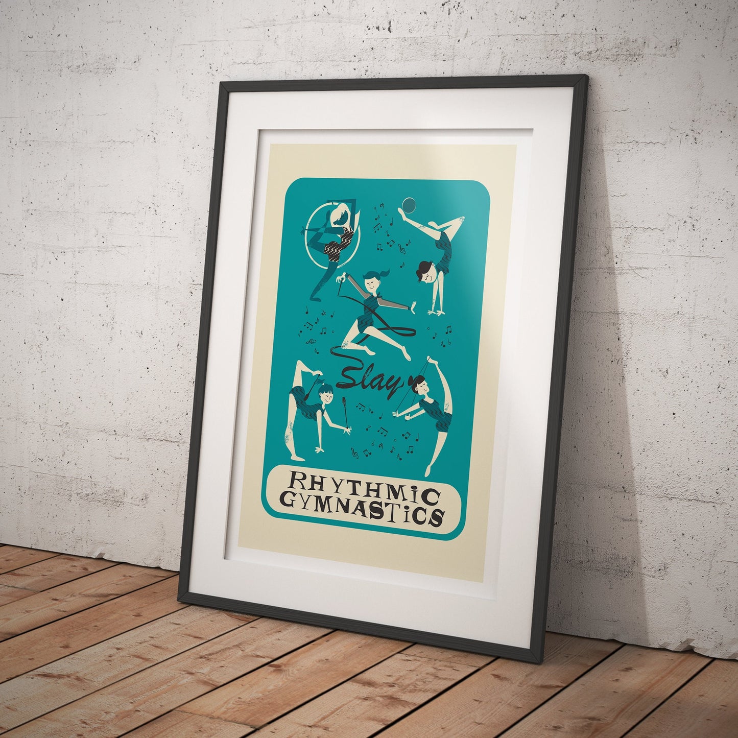 Rhythmic Gymnastics Artwork, Ball Clubs Hoop Rope and Ribbon, Gymnast Print Decor, Change Text, Teammate Gift