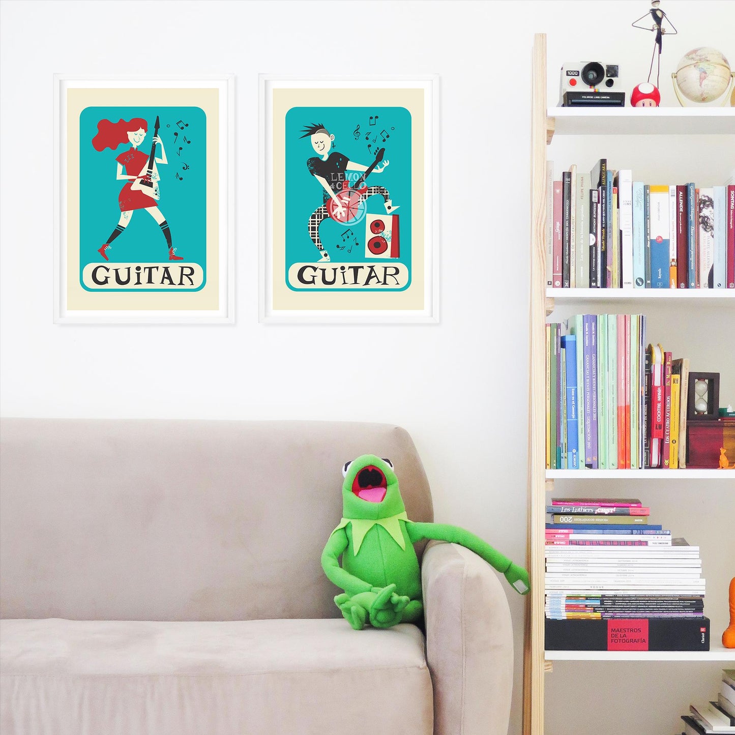 Set of Two Guitar Posters, Electric Guitar Indie Rock Players, Gift For Guitarists