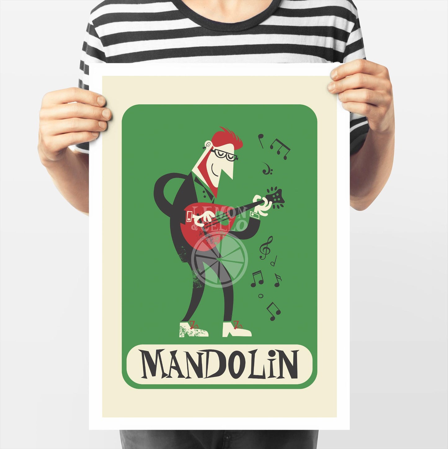 Mandolin Print, Music Player, Add Your Personalization, Studio Gallery Wall Decor