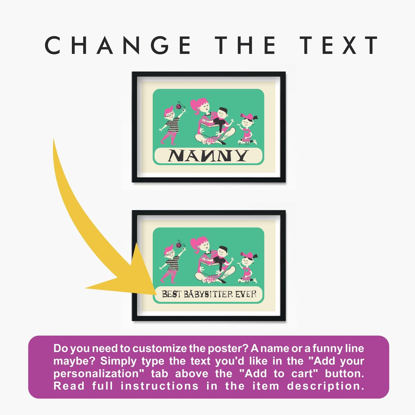 Personalized Set Of Nanny Posters, Babysitter Goodbye Gift, Au Pair Prints, Fun Wall Nursery Art