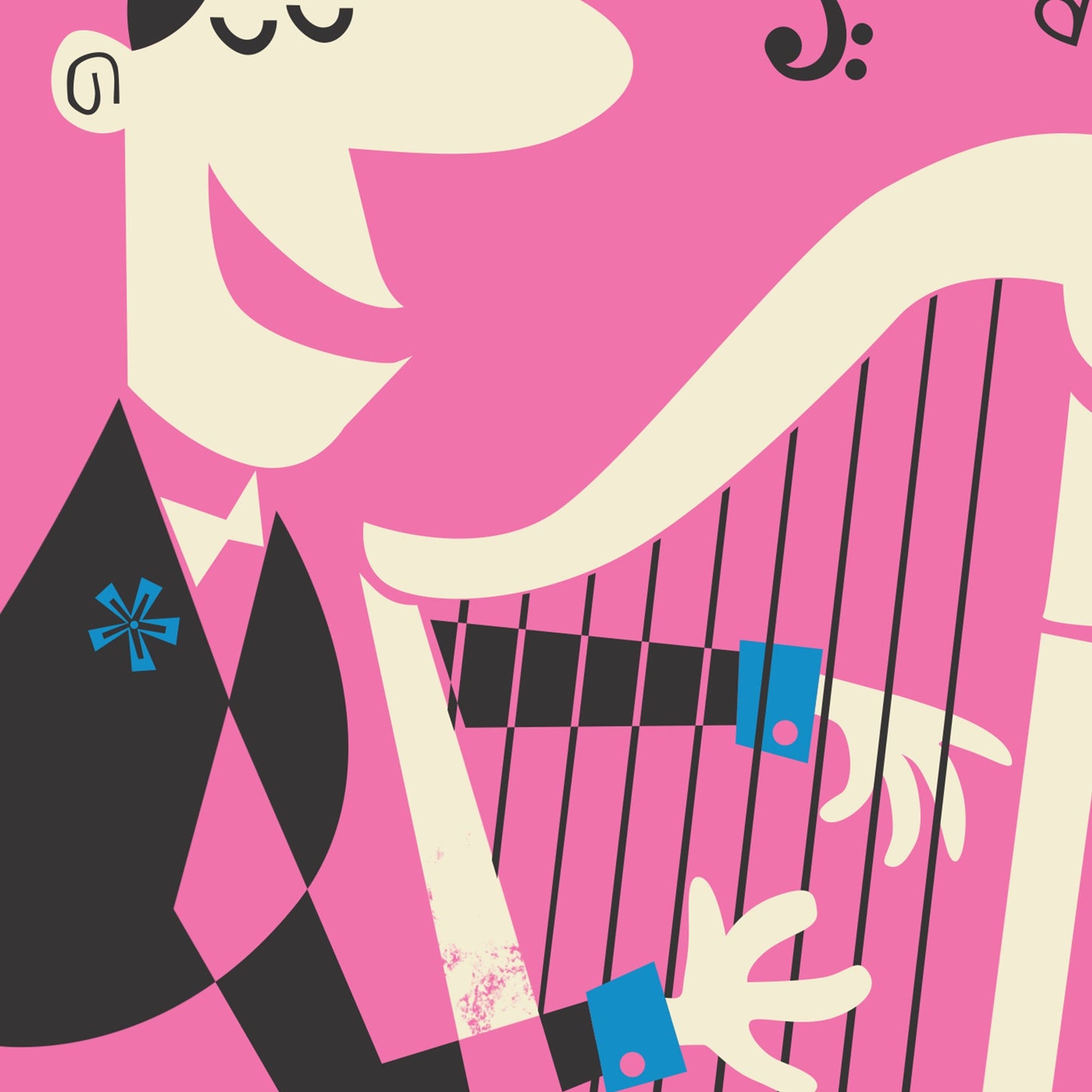 Harp Poster, School Decor For Harpist, Orchestra Retro Gift for Musicians