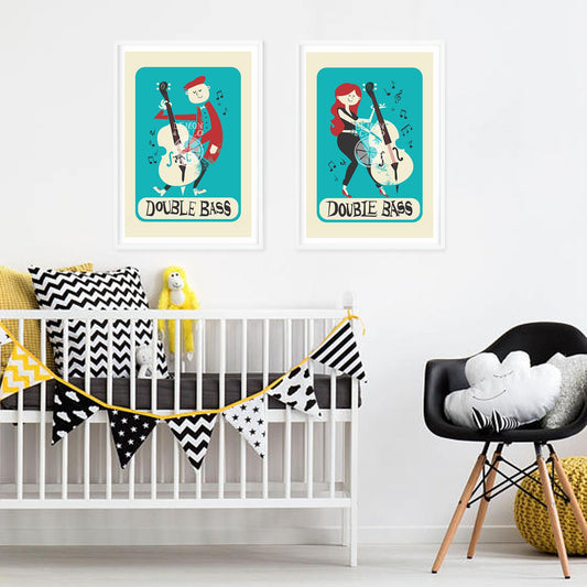 Set Of Double Bass Player Posters, Strings Orchestra, Student Teacher Gift