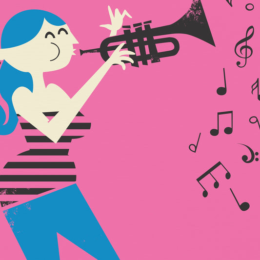 Music Gift Set of Two Prints, Trumpet Players Posters, Pick Your Color And Names