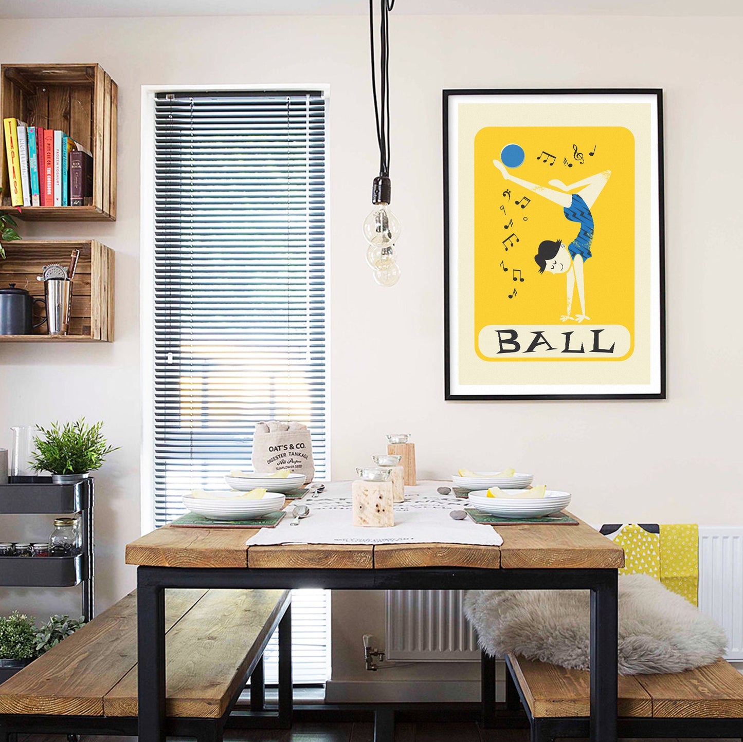 Rhythmic Gymnastics Ball Wall Art, Sports Poster, Girls Room Decor, Choose Colors