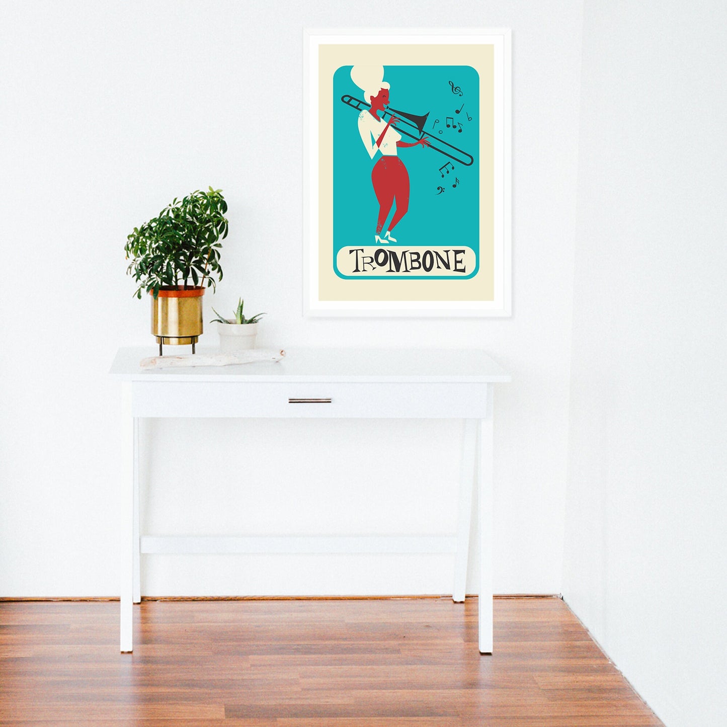Trombone Poster, Add Your Favourite Name, Brass Instruments Artwork
