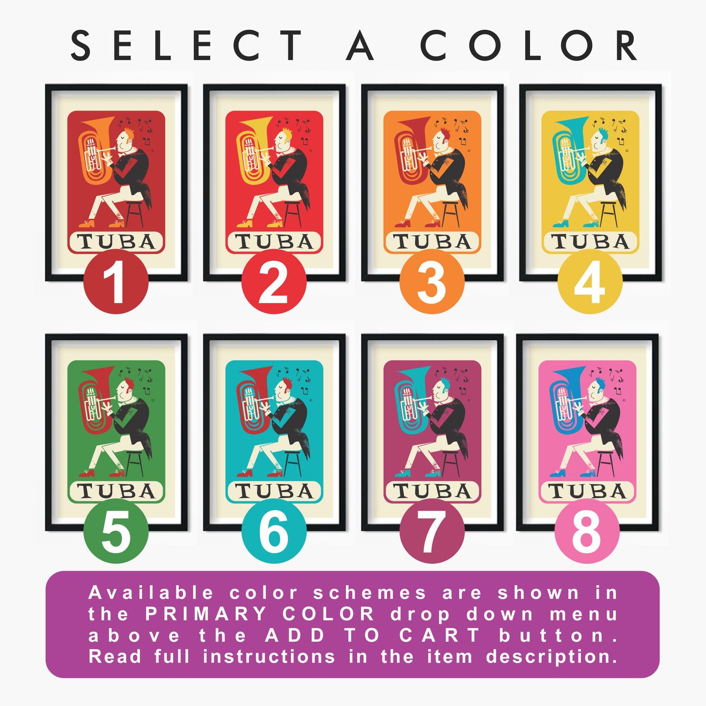 Personalized Tuba Poster, Classic Music Player, Gift Student Teacher Print
