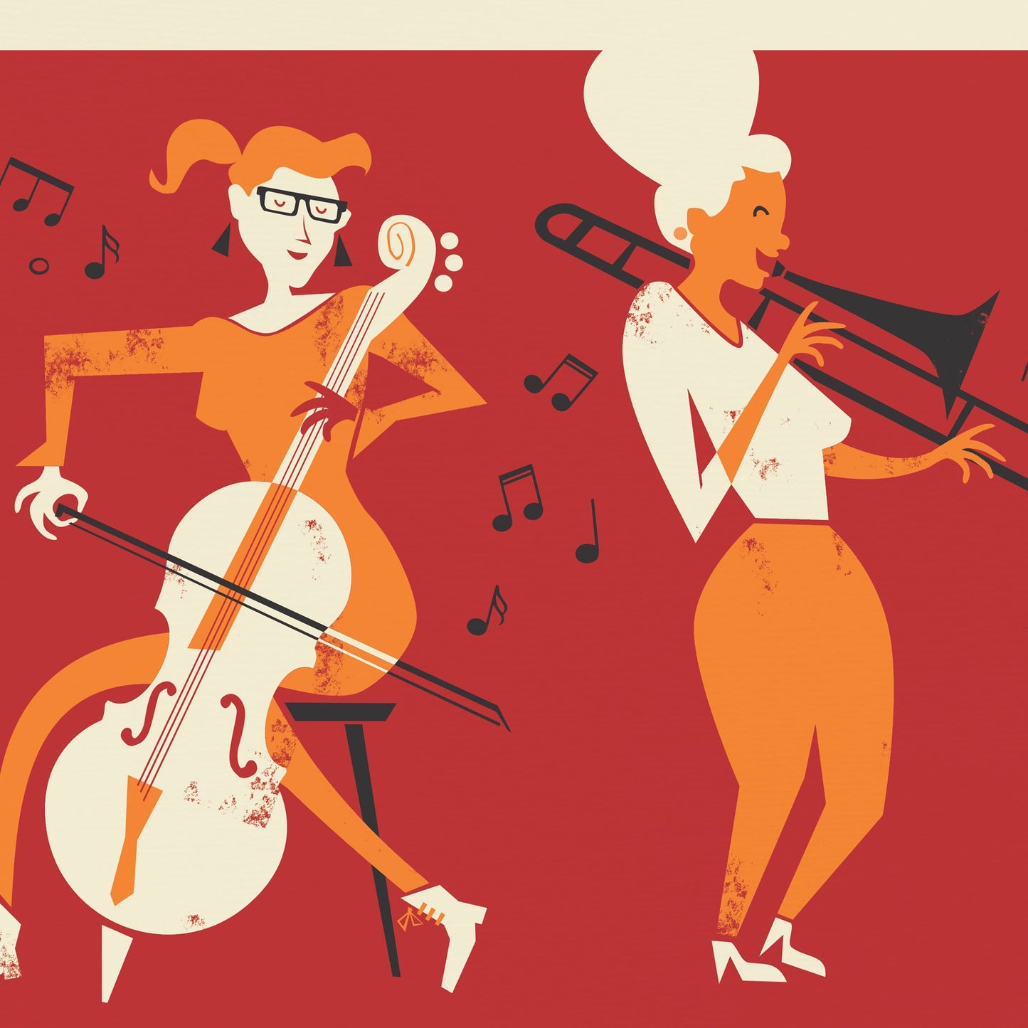 Classic Music Band Print, Choose Your Colors, Cello Trombone Violin