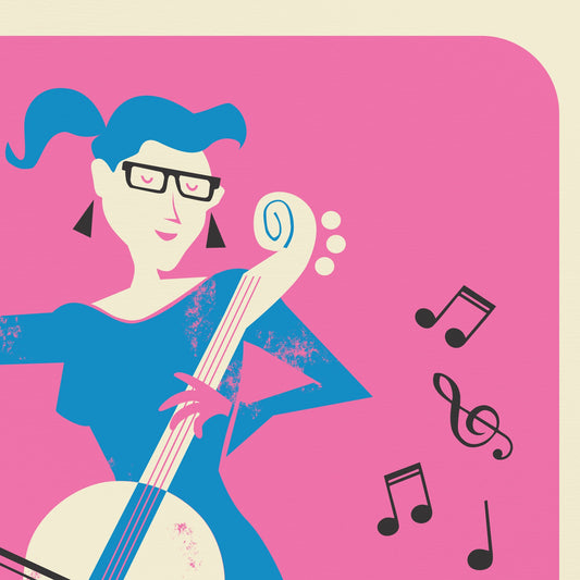 Cello Print, Personalized Home Office Decor, Gift for Cellists, Mid Century Artwork