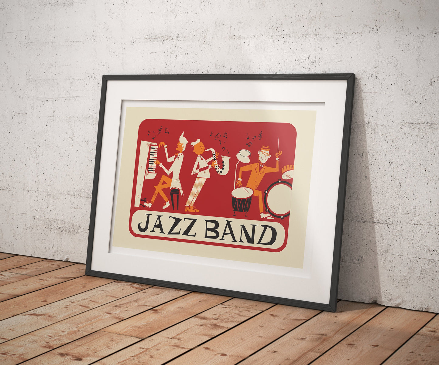 Jazz Instruments Poster, Saxophone Piano Drummer, Pick Your Color, Housewarming Gift