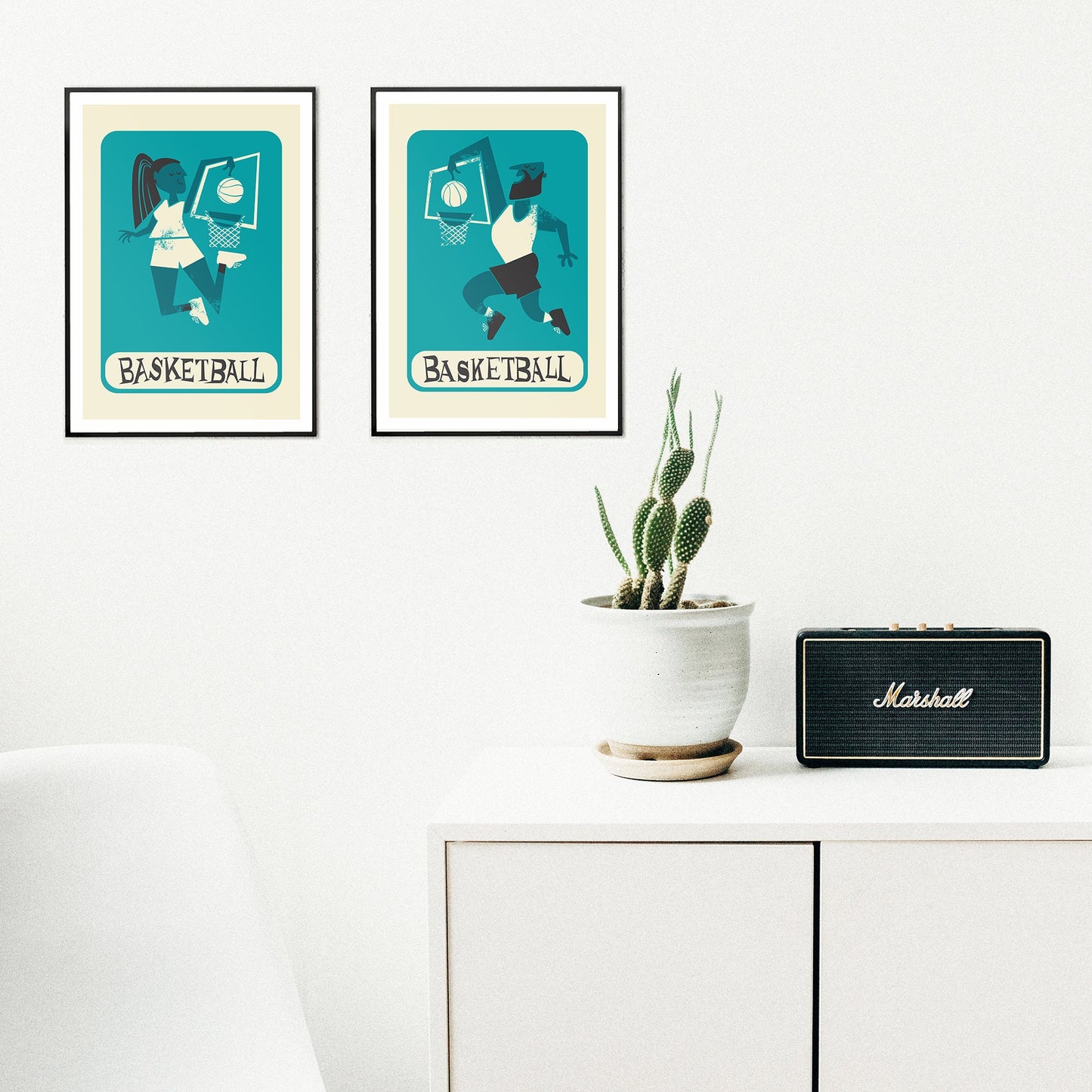 Set Of Two Basketball Players, Custom Coach Appreciation Gift, Mid 50s Posters, Game Season