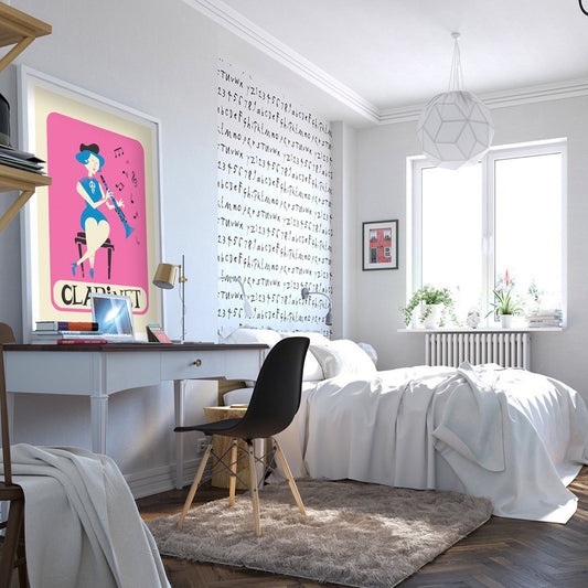 Clarinet Vintage Poster Print, Birthday Novelty Gift, Clarinetist Retro Decor, Beret French Woman Paris