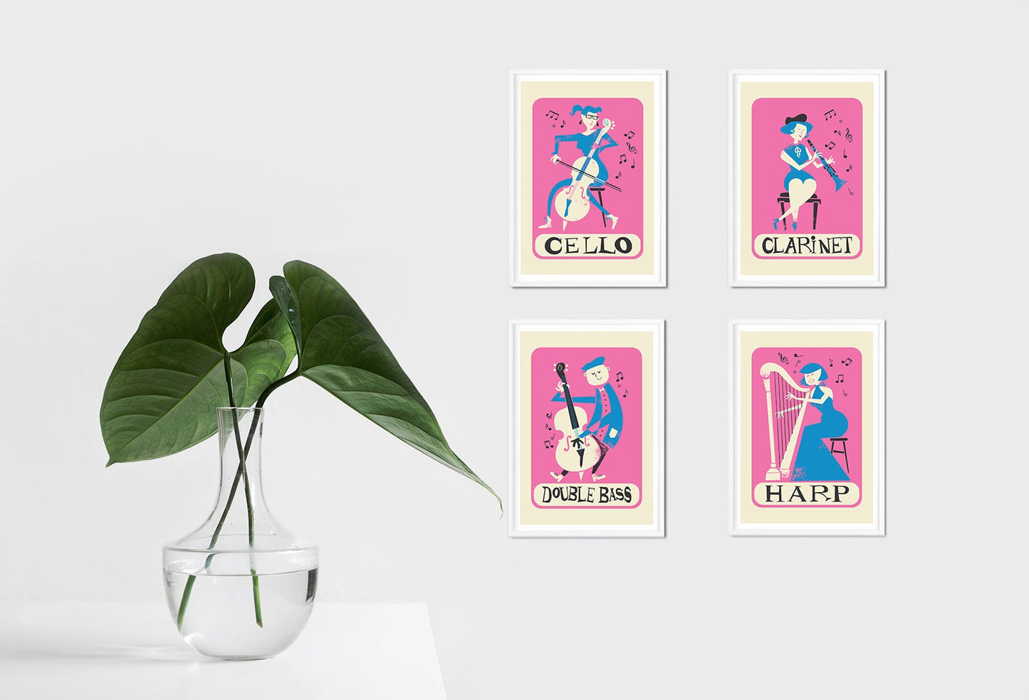 Mix & Match 4 Prints, Personalized Set Of Posters, Living Room Wall Decor Instruments