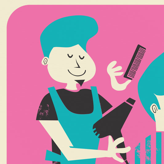 Print Gift For Male Hairdresser, Personalized Hair Stylist Barber Gift Poster, Retro Beauty Parlour