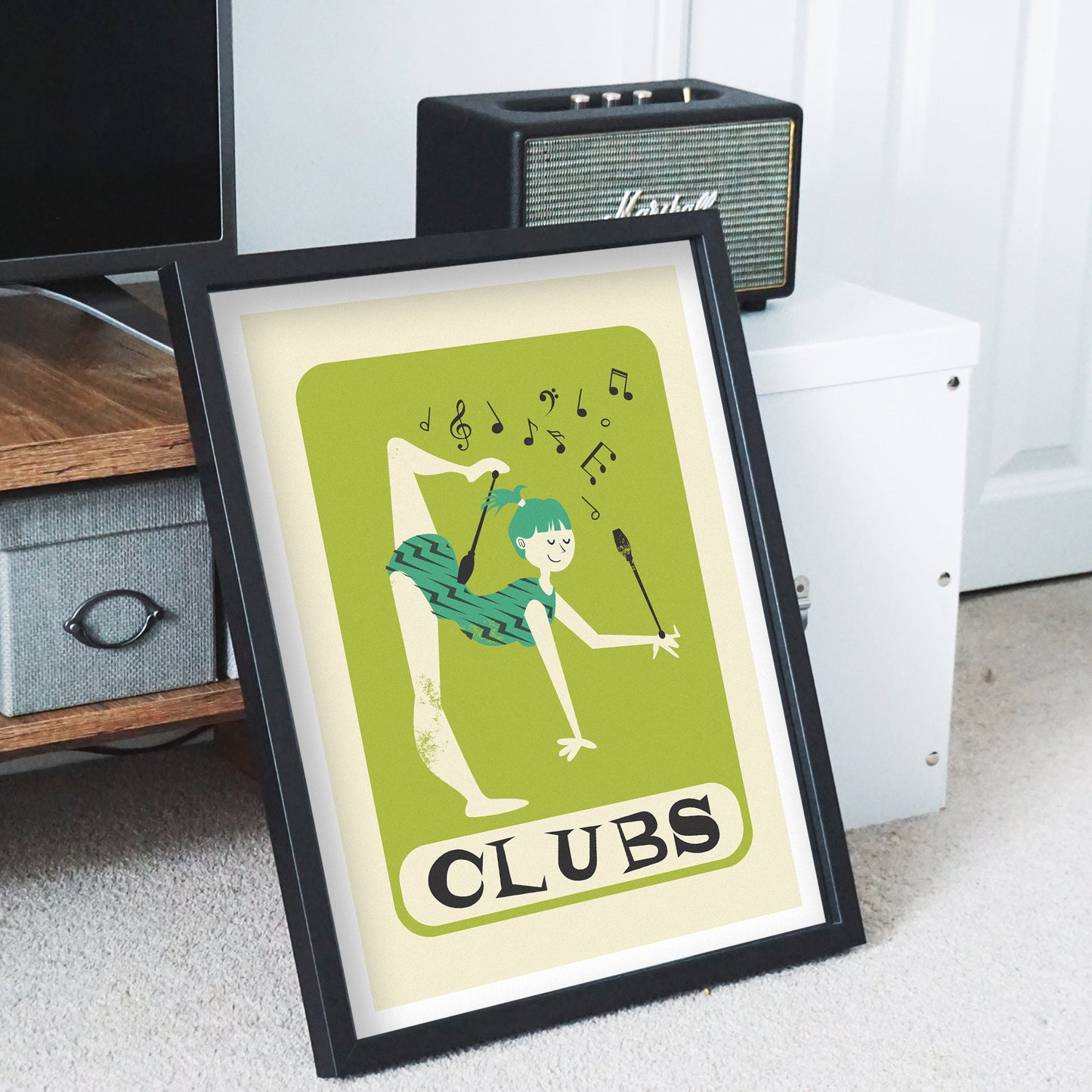 Rhythmic Gymnastics Clubs Poster, Friend Athletic Trainer, Wall Decor Sports Poster