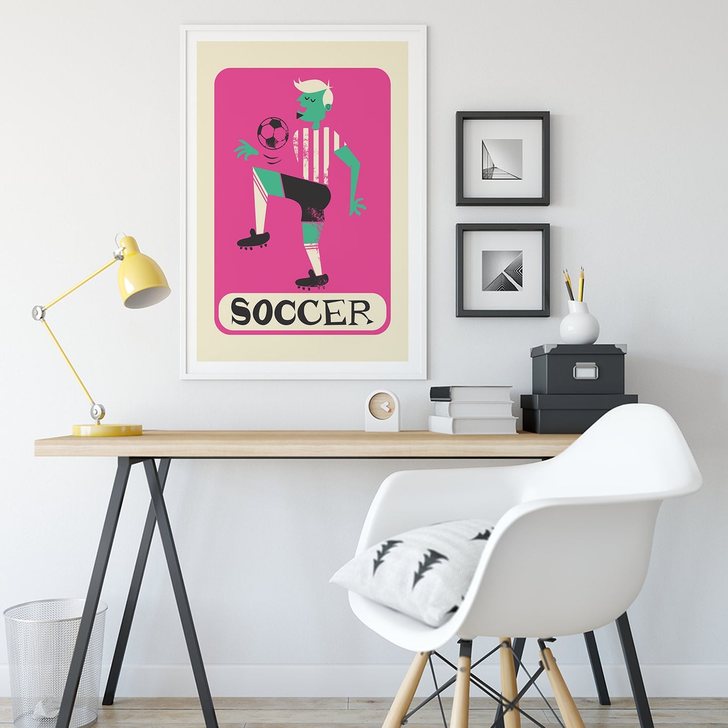 Sport Man Cave Wall Decor, Game Room Football Soccer Player Print, Fine Art Quality