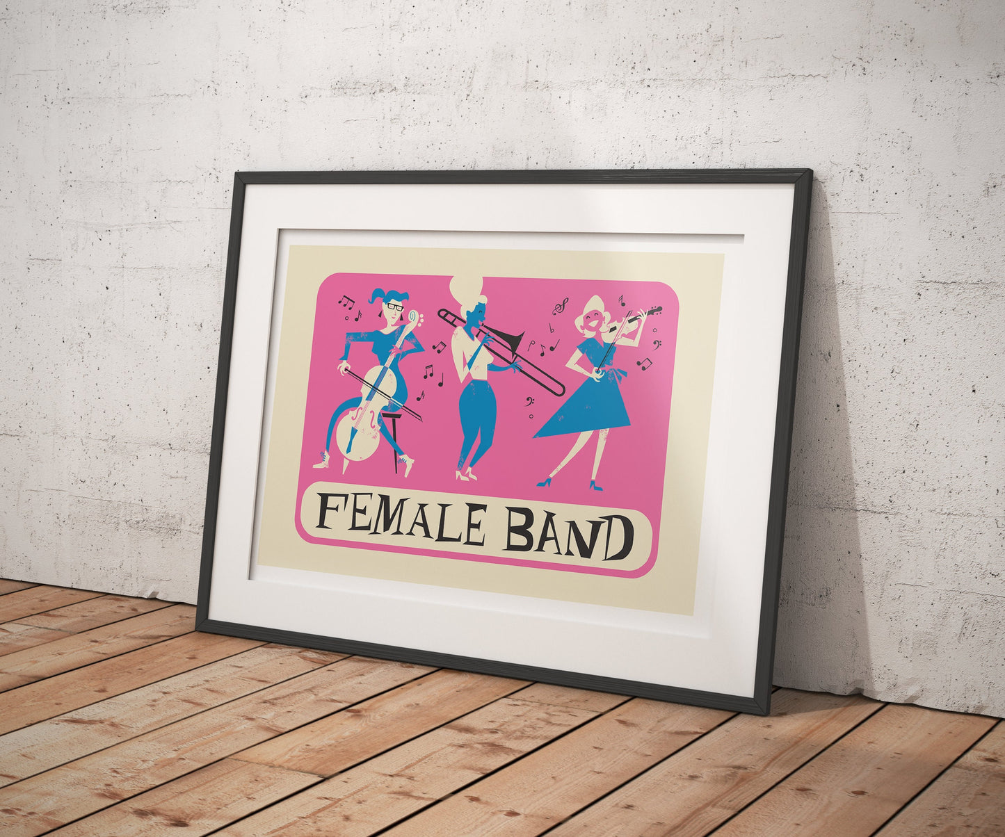 Female Band Poster, Gift for Musician, Cello Trombone Violin, Add Favourite Name