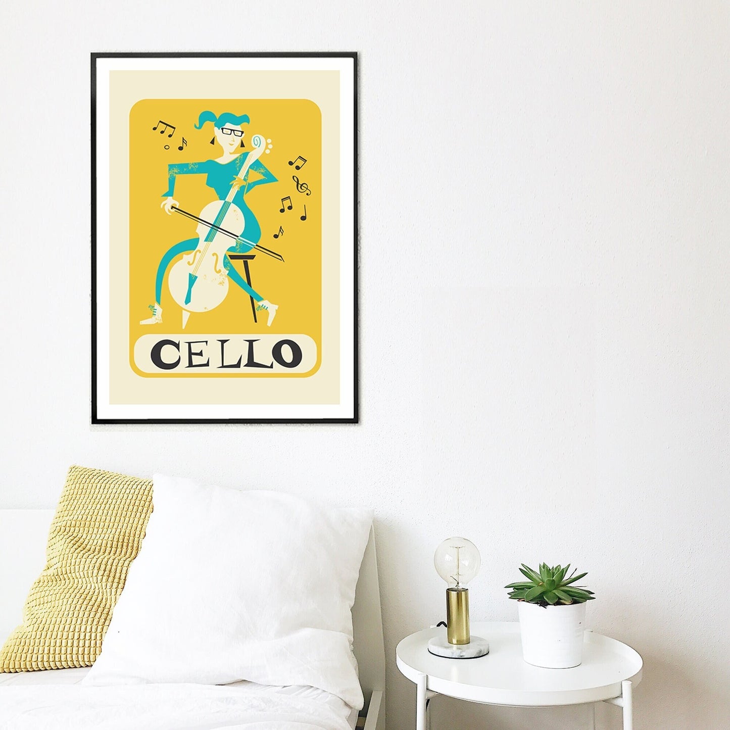 Cellist Vintage Poster Print, Girl Playing Music Instrument, Birthday BFF Cello Gift