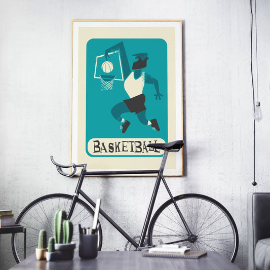 Personalized Basketball Poster, Male Boy Sports Gift Basketball, Man Cave, Teen Room Wall Art