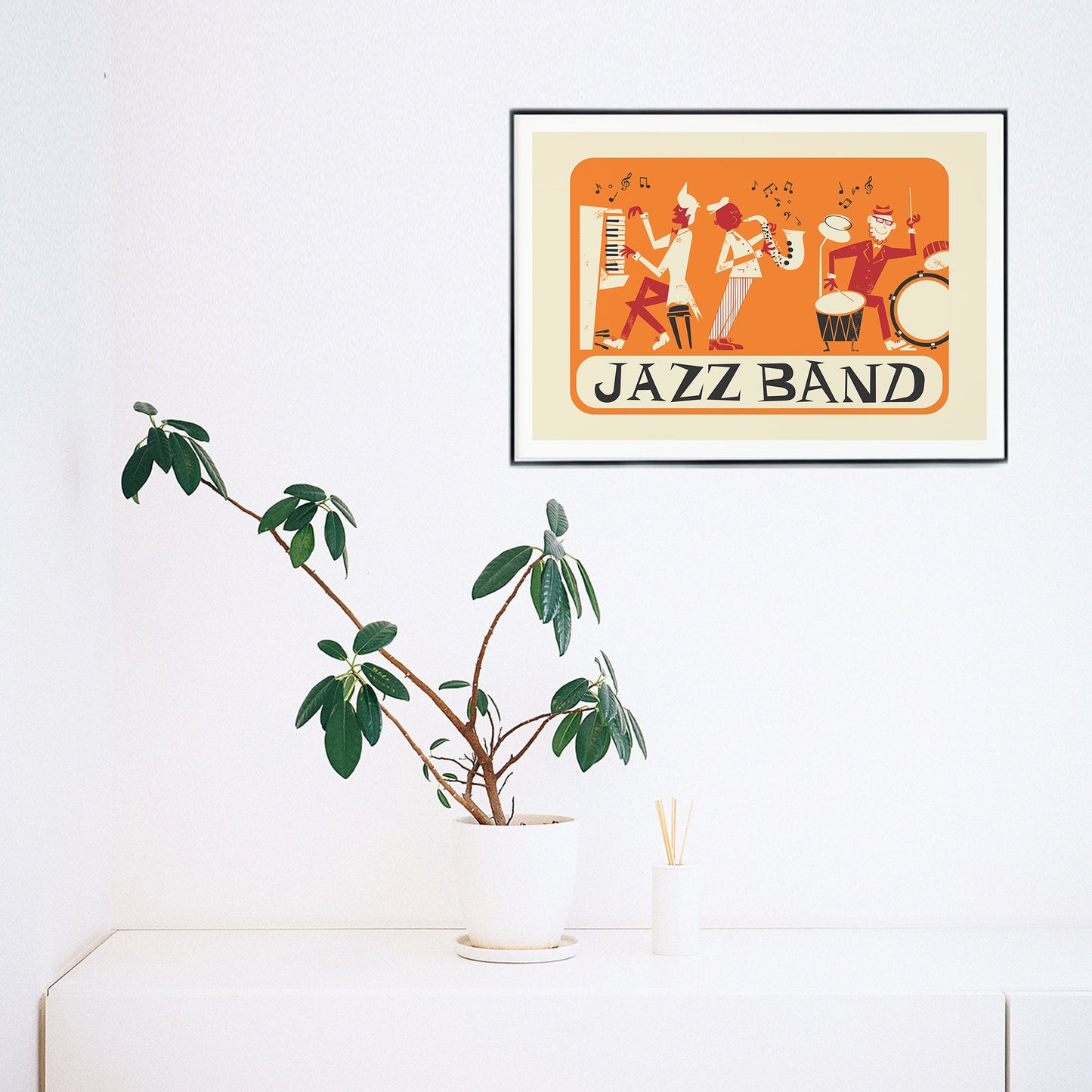 Jazz Band Players Mid Century Modern Print, Add Your Personalization