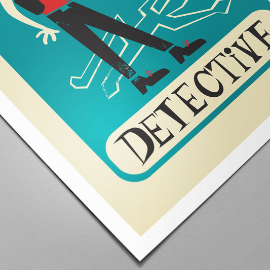 Detective Illustration Poster, Funny Gift For Detective, Select Colors Change Text
