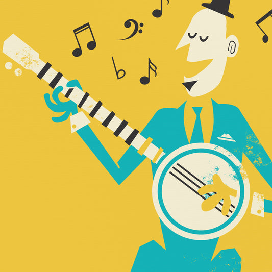 Banjo Player Vintage Print Poster, Father’s Day Gift, Name Of Your Choice